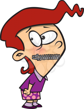Royalty Free Clipart Image of a Woman With Her Mouth Zipped Shut