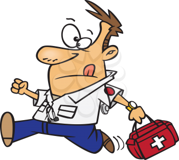 Royalty Free Clipart Image of a Man Running With a Medical Bag