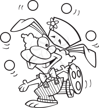 Royalty Free Clipart Image of a Juggling Rabbit