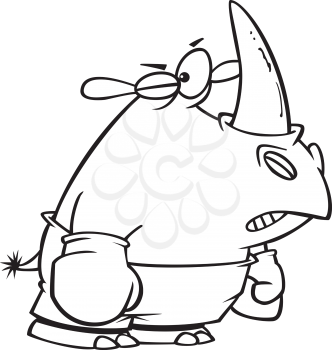 Royalty Free Clipart Image of a Rhinoceros in Boxing Gloves