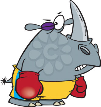 Royalty Free Clipart Image of a Rhinoceros in Boxing Gloves