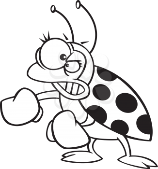 Royalty Free Clipart Image of a Boxing Ladybug