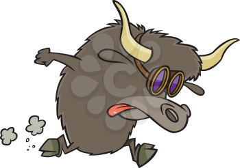 Royalty Free Clipart Image of a Running Yak