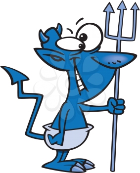 Royalty Free Clipart Image of a Devil Holding a Trident