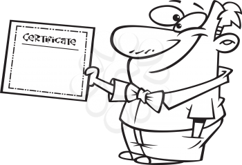 Royalty Free Clipart Image of a Man Handing out a Certificate