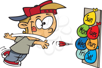 Royalty Free Clipart Image of a Boy Playing Darts