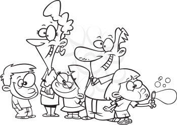 Royalty Free Clipart Image of a One Big Happy Family 