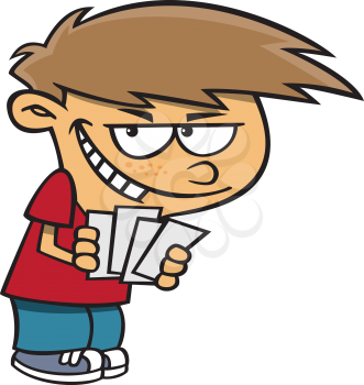 Royalty Free Clipart Image of a Male Playing Cards