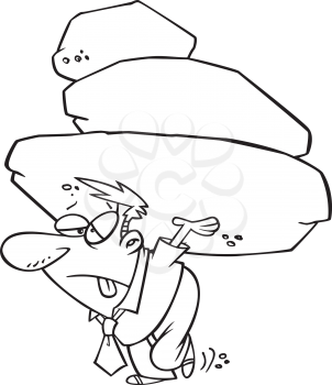 Royalty Free Clipart Image of a Male Carrying a Load of Rocks 