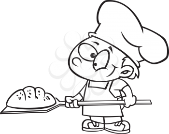 Royalty Free Clipart Image of a Boy Making Bread 
