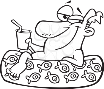 Royalty Free Clipart Image of a Man in a Kid Pool