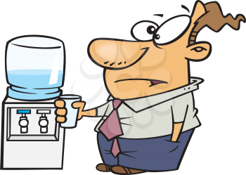 Royalty Free Clipart Image of a Man at the Water Cooler