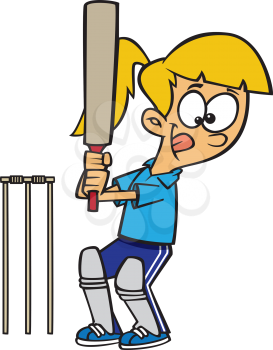 Royalty Free Clipart Image of a Woman Playing Cricket