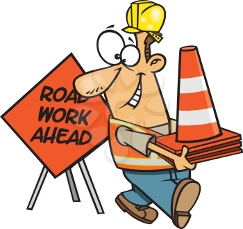 Royalty Free Clipart Image of a Roadway Worker