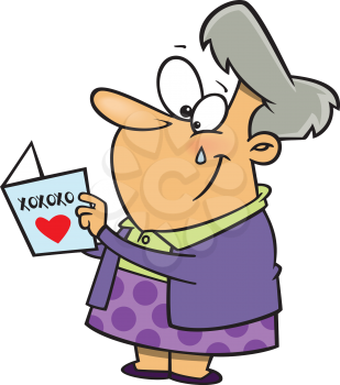 Royalty Free Clipart Image of a Senior Woman Reading a Card