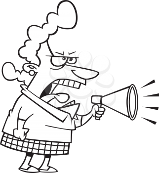 Royalty Free Clipart Image of a Woman With a Bullhorn
