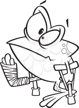 Royalty Free Clipart Image of a Frog With a Broken Leg