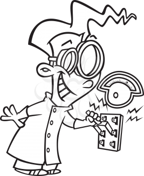 Royalty Free Clipart Image of a Man Scientist Boy
