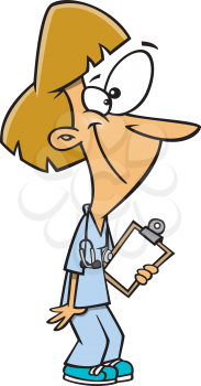 Royalty Free Clipart Image of a Nurse With a Clipboard