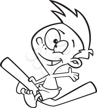 Royalty Free Clipart Image of a Boy on a Pool Noodle