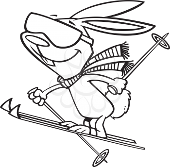 Royalty Free Clipart Image of a Skiing Bunny