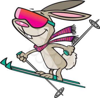 Royalty Free Clipart Image of a Skiing Bunny