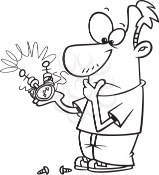 Royalty Free Clipart Image of a Man With a Strange Thing in His Hand