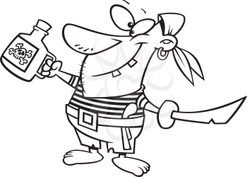 Royalty Free Clipart Image of a Pirate With a Jub