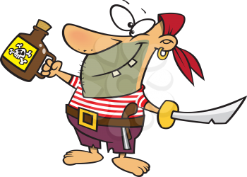 Royalty Free Clipart Image of a Pirate With a Jug