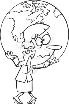 Royalty Free Clipart Image of a Woman With the World on Her Shoulders