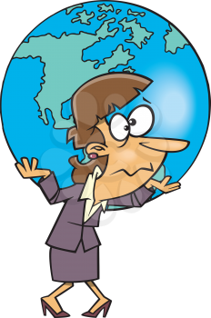 Royalty Free Clipart Image of a Woman Holding a Globe