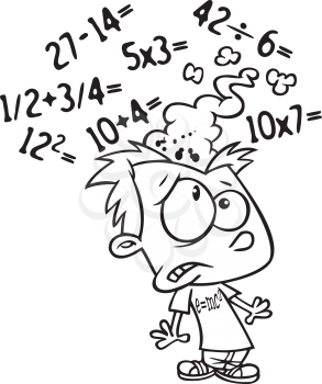 Royalty Free Clipart Image of a Boy's Head Exploding From Numbers