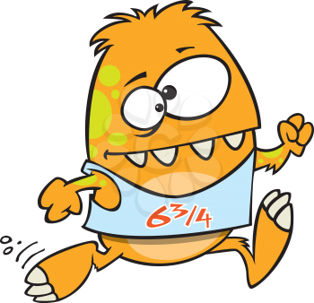 Royalty Free Clipart Image of a Monster Running a Marathon
