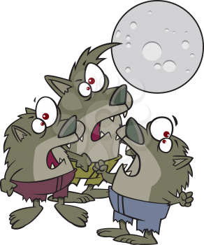 Royalty Free Clipart Image of a Group of Werewolves