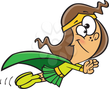 Royalty Free Clipart Image of a Superhero Girl