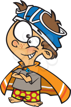 Royalty Free Clipart Image of a Boy With His Underwear on His Head
