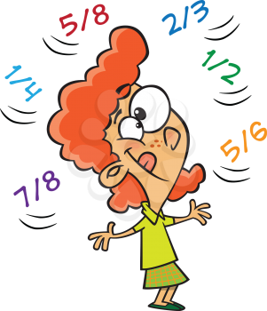 Royalty Free Clipart Image of a Girl With Fractions