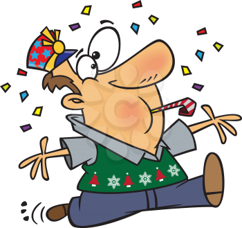 Royalty Free Clipart Image of a Man Celebrating New Year's