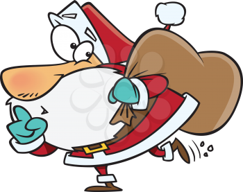 Royalty Free Clipart Image of Santa Being Quiet