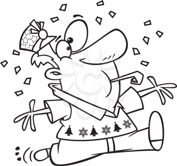 Royalty Free Clipart Image of a Happy Man Celebrating New Year's