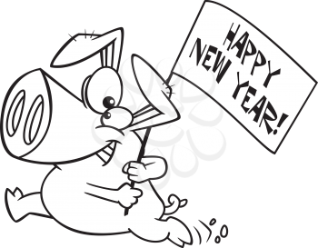 Royalty Free Clipart Image of a Happy New Year Pig