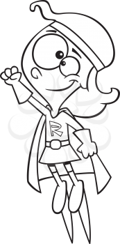 Royalty Free Clipart Image of a Girl With Rockets on Her Feet
