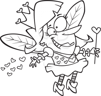 Royalty Free Clipart Image of a Woman Dressed up as a Valentine Fairy