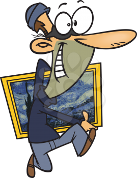 Royalty Free Clipart Image of a Thief Stealing a Painting
