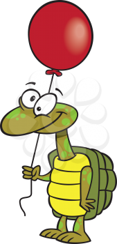 Royalty Free Clipart Image of a Turtle With a Balloon