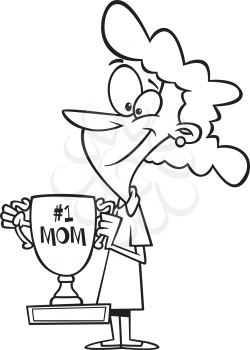 Royalty Free Clipart Image of a Mother With a Trophy