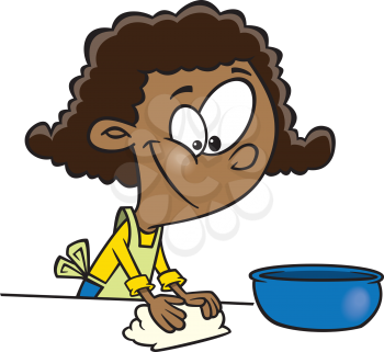 Royalty Free Clipart Image of a Woman Kneading Dough