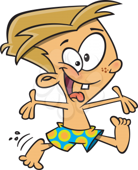 Royalty Free Clipart Image of a Boy in Swimming Trunks