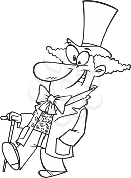 Royalty Free Clipart Image of a Man Dressed in a Top Hat and Bow Tie