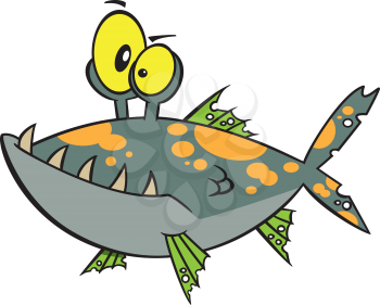 Royalty Free Clipart Image of a Fish With Sharp Teeth